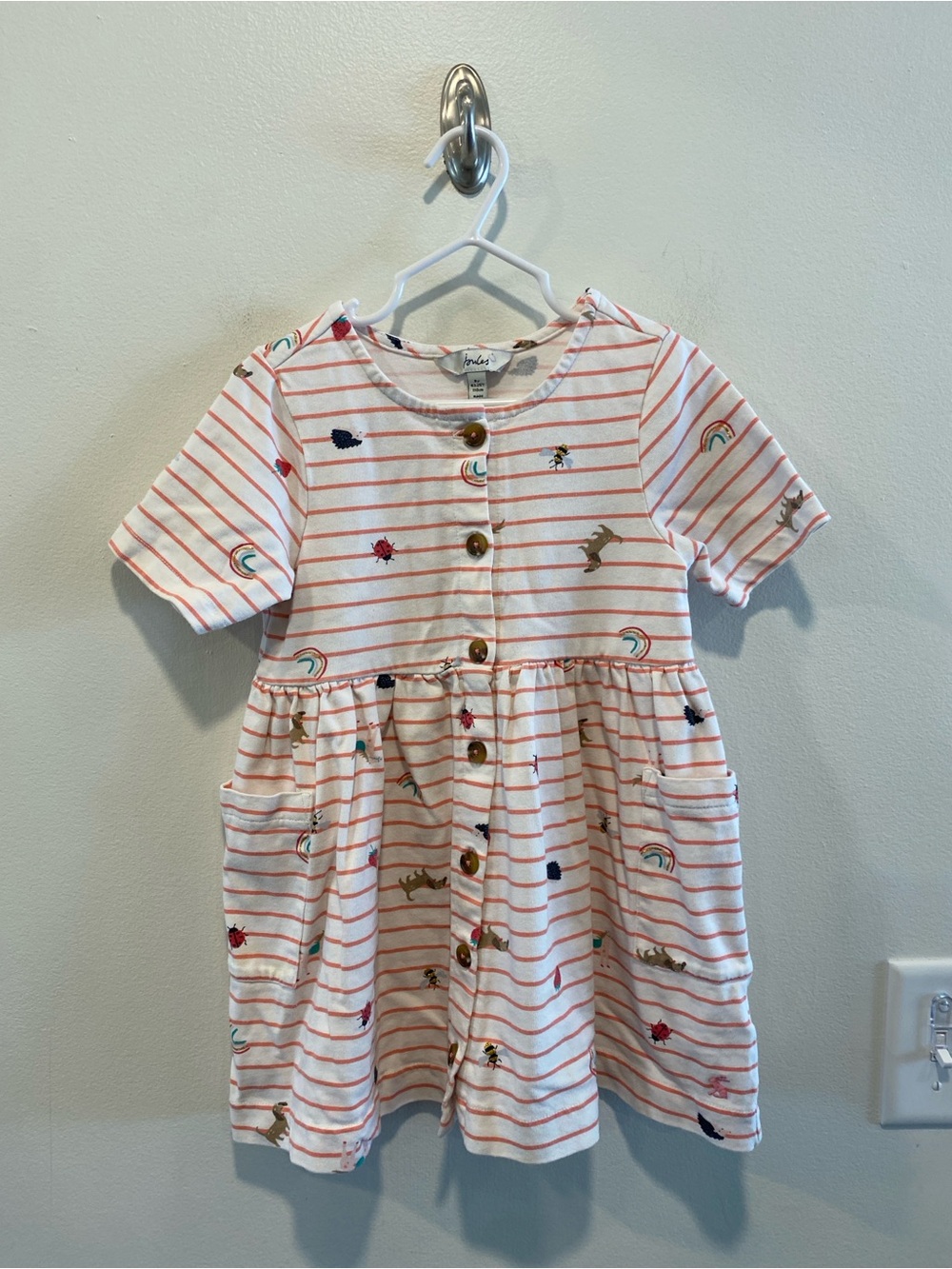 Joules short sleeve dress size 5 years rainbow horse hedgehog ladybug daschund